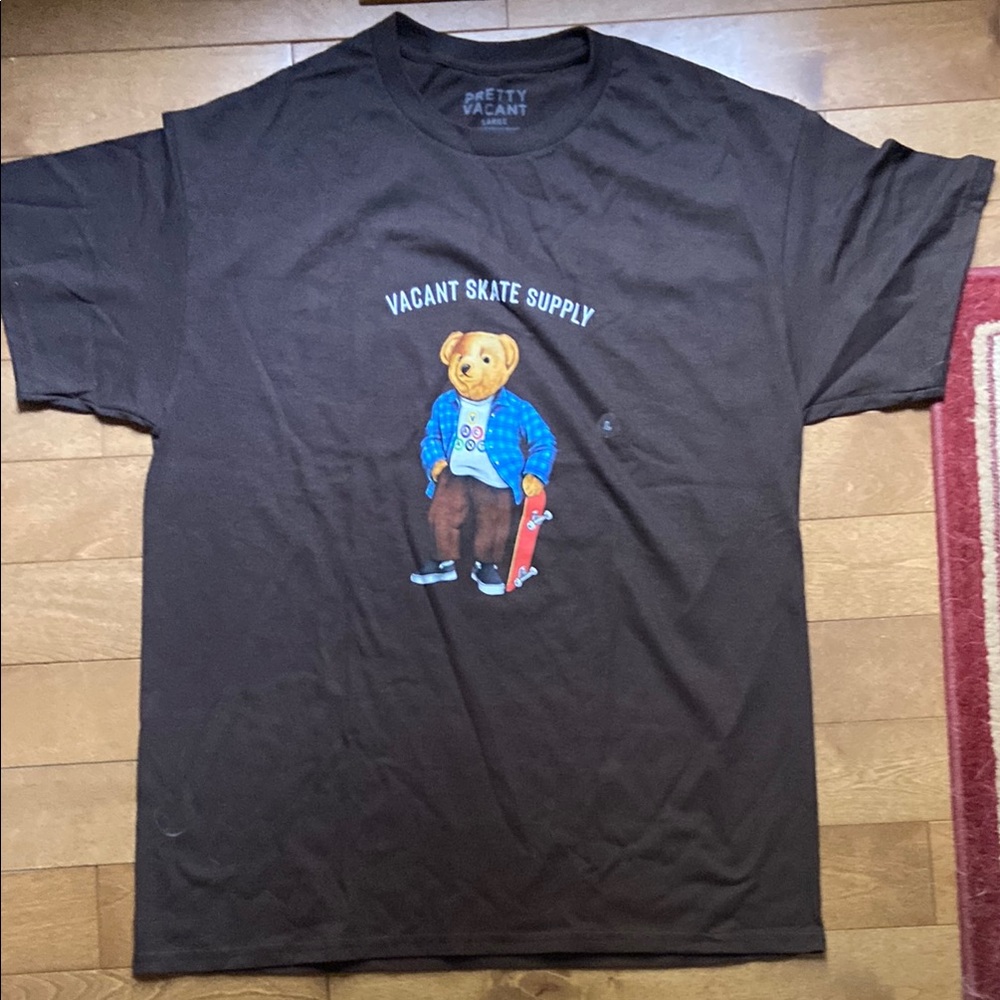 Pretty Vacant Skate Supply Bear Graphic Brown Tee Size L